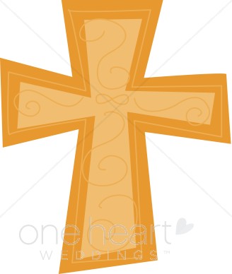 328x388 Gold Cross With Swirls And Outline Cross Wedding Clipart