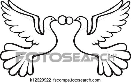 450x285 Clipart Of Wedding Doves K12329922