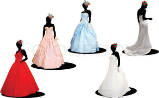 320x198 Brides And Bridesmaids In Various Positions Wearing Elegant