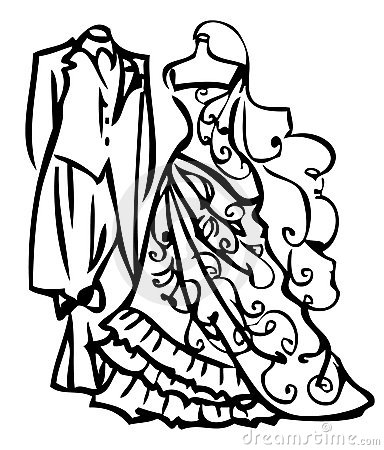384x450 Wedding Dress Clipart Black And White