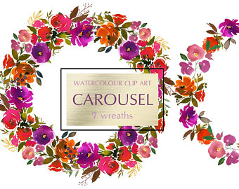 340x270 Purple Mint Watercolor Flowers Clipart Set Wedding Floral