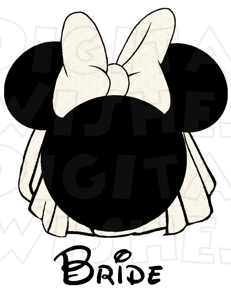 777x1000 Bride Wedding Party Minnie Mouse Ears Head Digital Iron