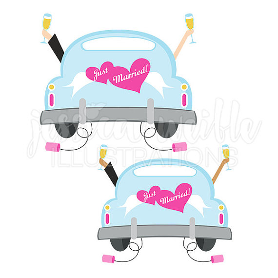 570x570 Just Married Car Cute Digital Clipart Cute Bridal Car Clip