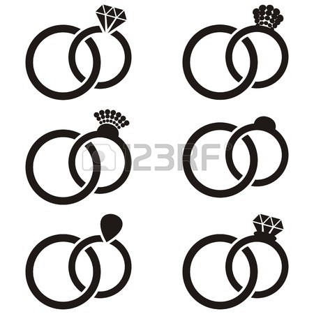 450x450 Black Vector Wedding Rings Outline Icon On White Royalty Free