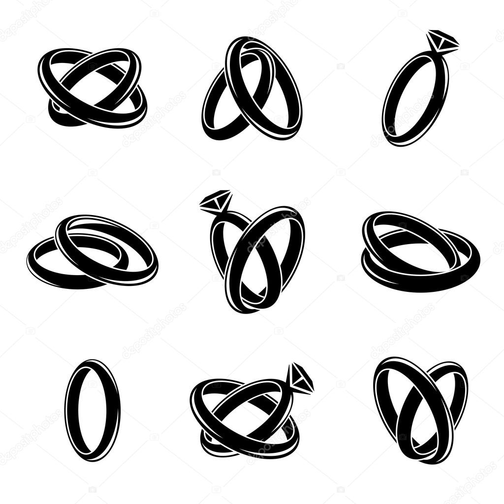 1024x1024 Wedding Rings Black Vector Icons Stock Vector Mssa