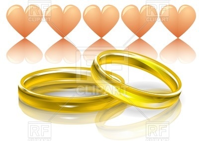 400x283 Wedding Rings And Pink Hearts Royalty Free Vector Clip Art Image