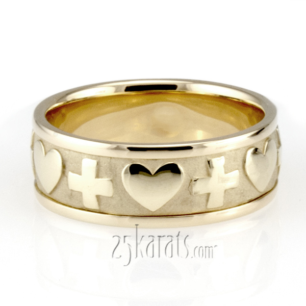 600x600 Cross Amp Heart Christian Wedding Ring