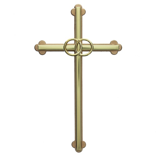 500x500 Gold Wedding Cross With Gold Rings 8 Inch The Catholic Company