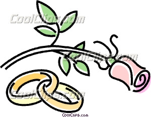 300x232 Wedding Rings With A Rose Clip Art