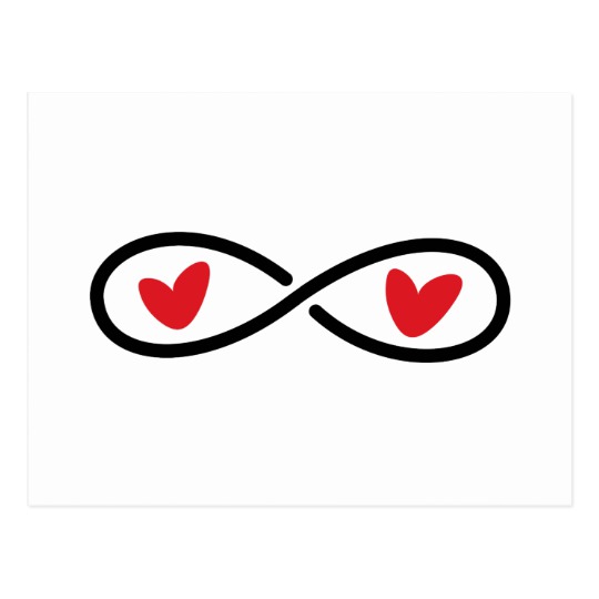 540x540 Infinity Symbol Red Hearts Wedding Save The Date Postcard