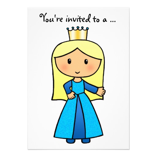 512x512 Cartoon Clip Art Cute Blond Princess Bridal Shower Custom Invites