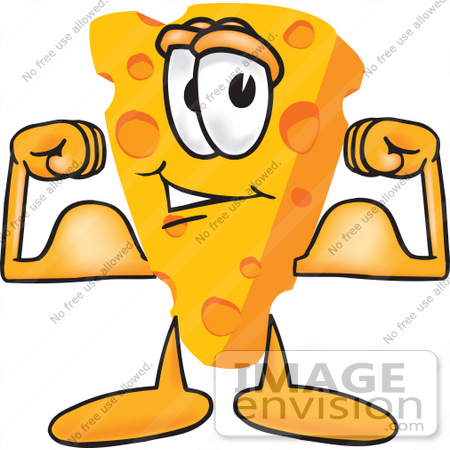 450x450 Clip Art Graphic Of A Swiss Cheese Wedge Mascot Character Flexing