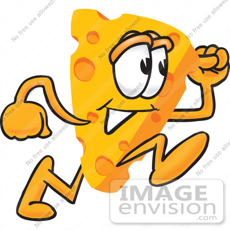 450x450 Clip Art Graphic Of A Swiss Cheese Wedge Mascot Character Running