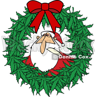400x400 Of Cartoon Stoned Christmas Santa Claus Smoking Joint Inside