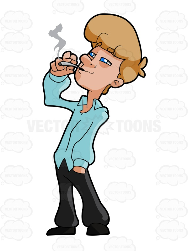 599x800 Man With Light Brown Hair Standing And Smoking A Joint Cartoon