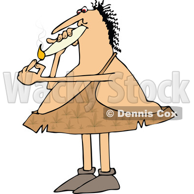 400x400 Of A Cartoon Chubby Caveman Wearing Pot Leaf Patterned Leather