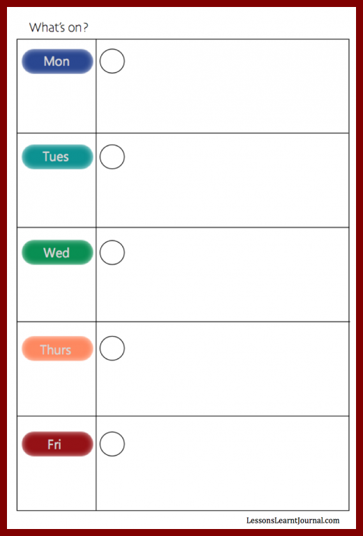 520x767 11 Blank Weekly Family Calendar