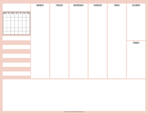 300x232 Free Printable Weekly Planner With Monthly Calendar