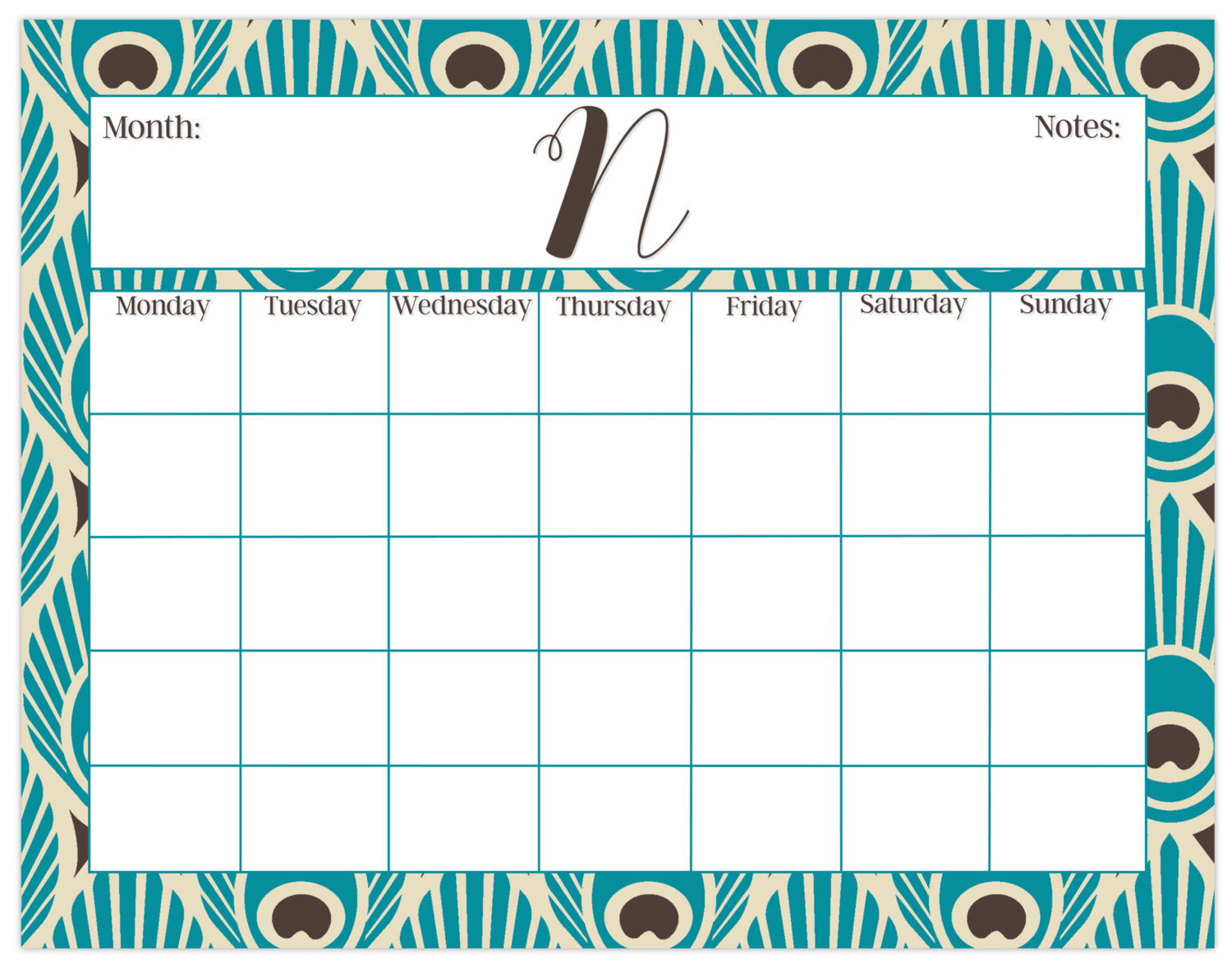 1500x1178 Large Desk Calendar, Peacock Print, Monthly Calendar Or Weekly