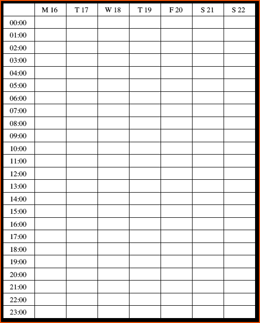 528x654 Hourly Schedule Template