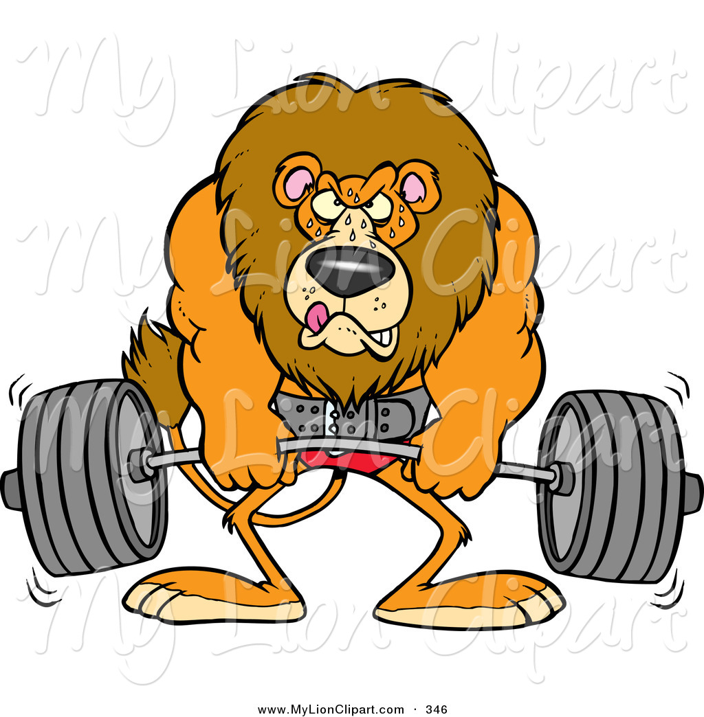 1024x1044 Clipart Of A Cartoon Body Builder Lion Weightlifting By Toonaday