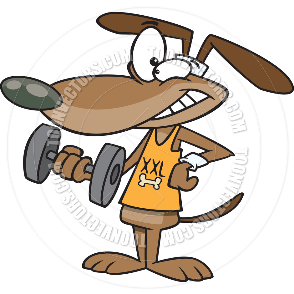 940x940 Cartoon Dog Lifting Weights By Ron Leishman Toon Vectors Eps