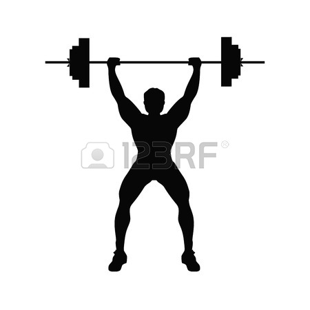 450x450 Man Doing Weight Lifting. Isolated Black Silhouette Of A Man