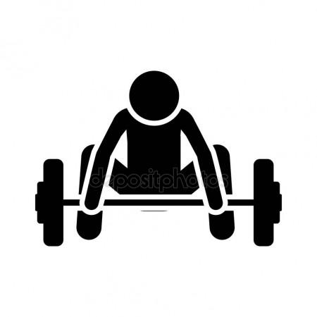 450x450 Silhouette Monochrome With Man Weightlifting Stock Vector