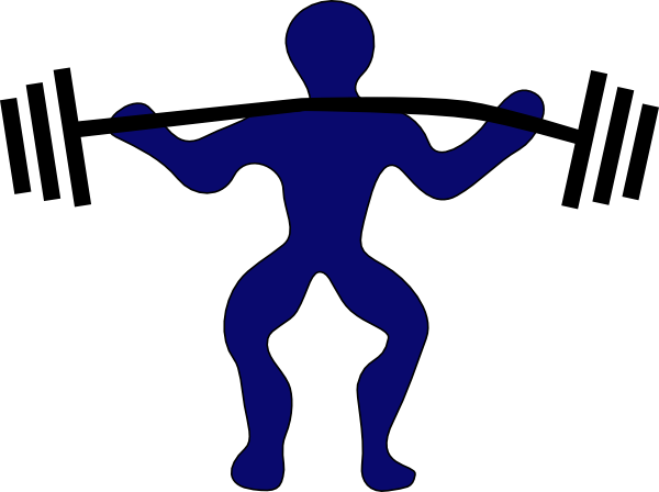 600x448 Blue Man Weightlifting Clip Art