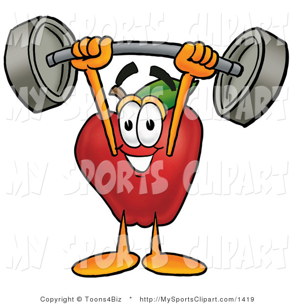 600x620 Sports Clip Art Of A Weightlifting Apple By Toons4biz