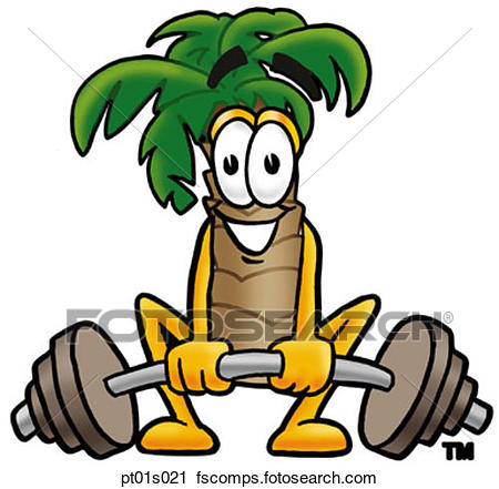 450x441 Clipart Of Palm Tree Lifting Weights Low Pt01s021