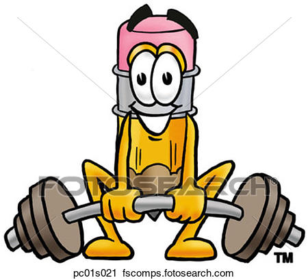 450x409 Clipart Of Pencil Lifting Weights Low Pc01s021