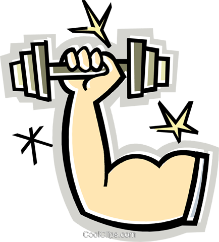 434x480 Muscular Arm With Weights Royalty Free Vector Clip Art