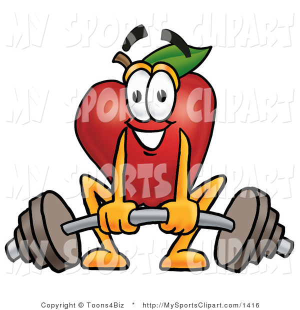 600x620 Sports Clip Art Of A Weight Lifting Apple By Toons4biz