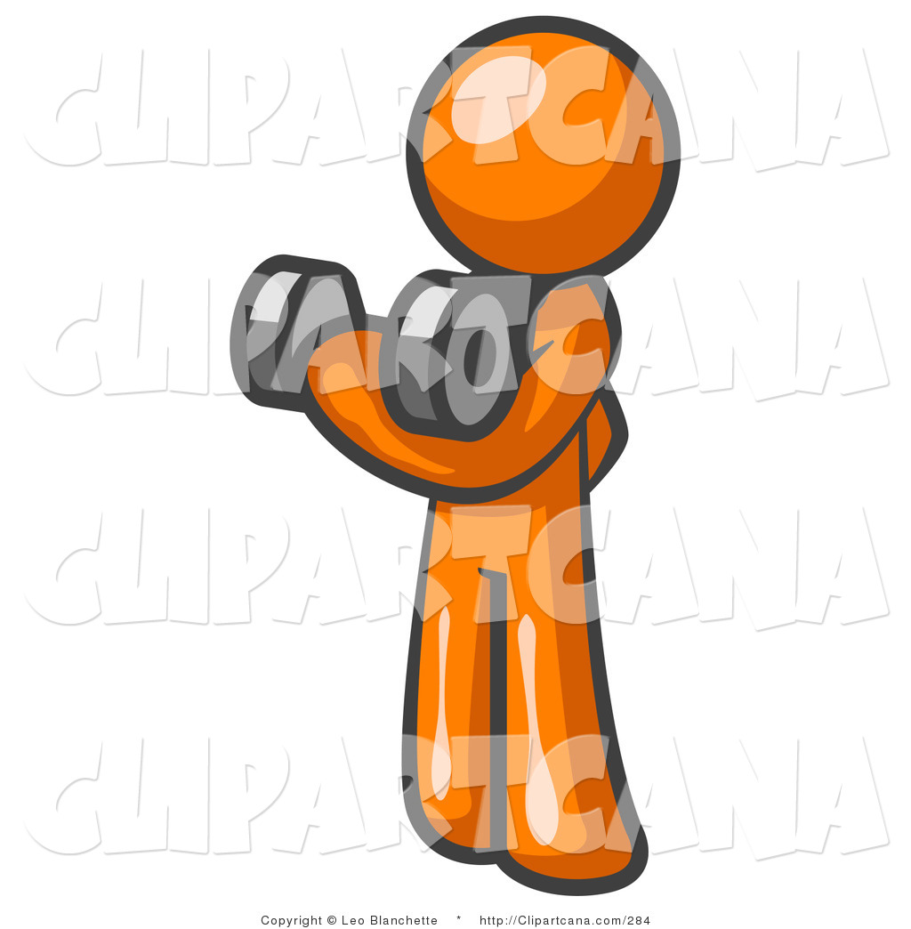 1024x1044 Vector Cliprt Of Strong Orange Man Lifting Weights