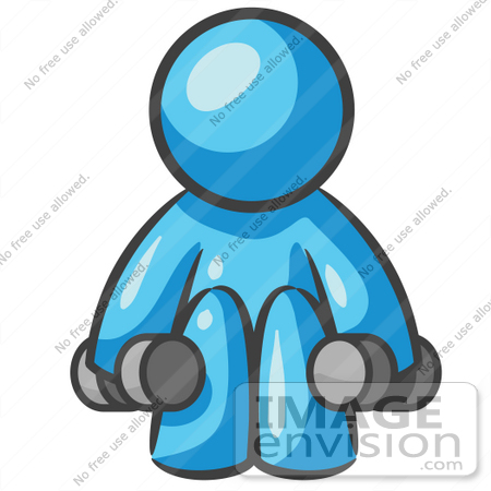 450x450 Clip Art Graphic Of A Sky Blue Guy Character Lifting Weights