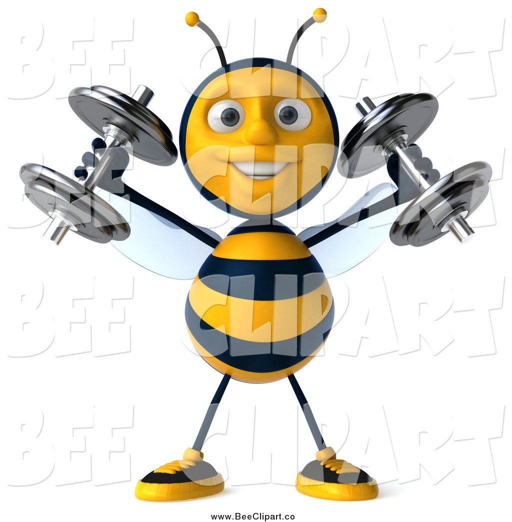 1024x1044 Clip Art Of A 3d Bee Lifting Weights By Julos