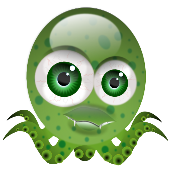 555x555 Free Weird Looking Green Octopus Clip Art