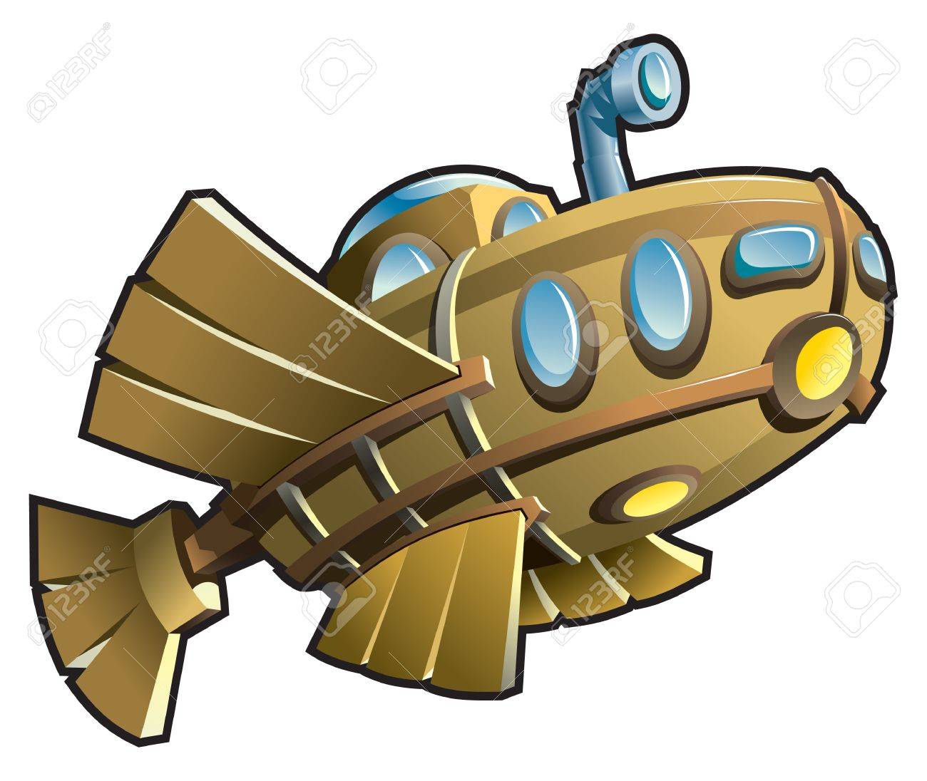 1300x1096 Weird Wooden Submarine Or Bathyscaphe, Fantasy Cartoon Concept