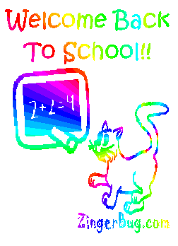 252x348 Welcome Back To School Cat Glitter Graphic, Greeting, Comment