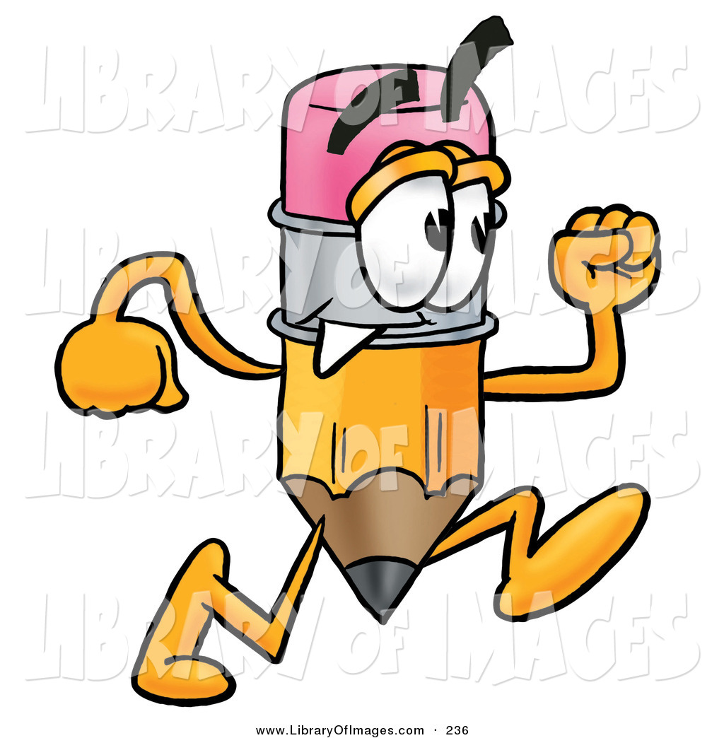 1024x1044 Clip Art Of A Cute Yellow Pencil Mascot Cartoon Character Running