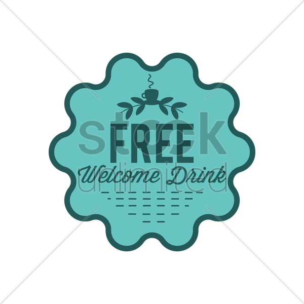 600x600 Free Welcome Drink Label Vector Image