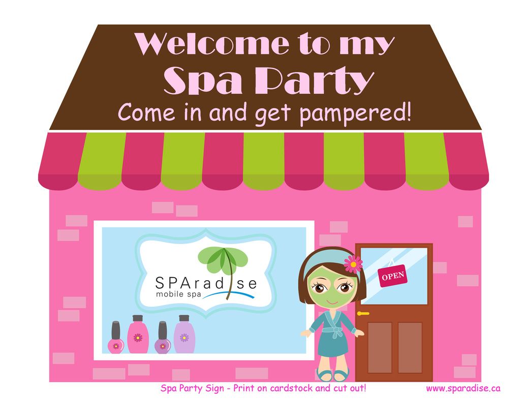 1035x800 Spa Party Sign Free Printable