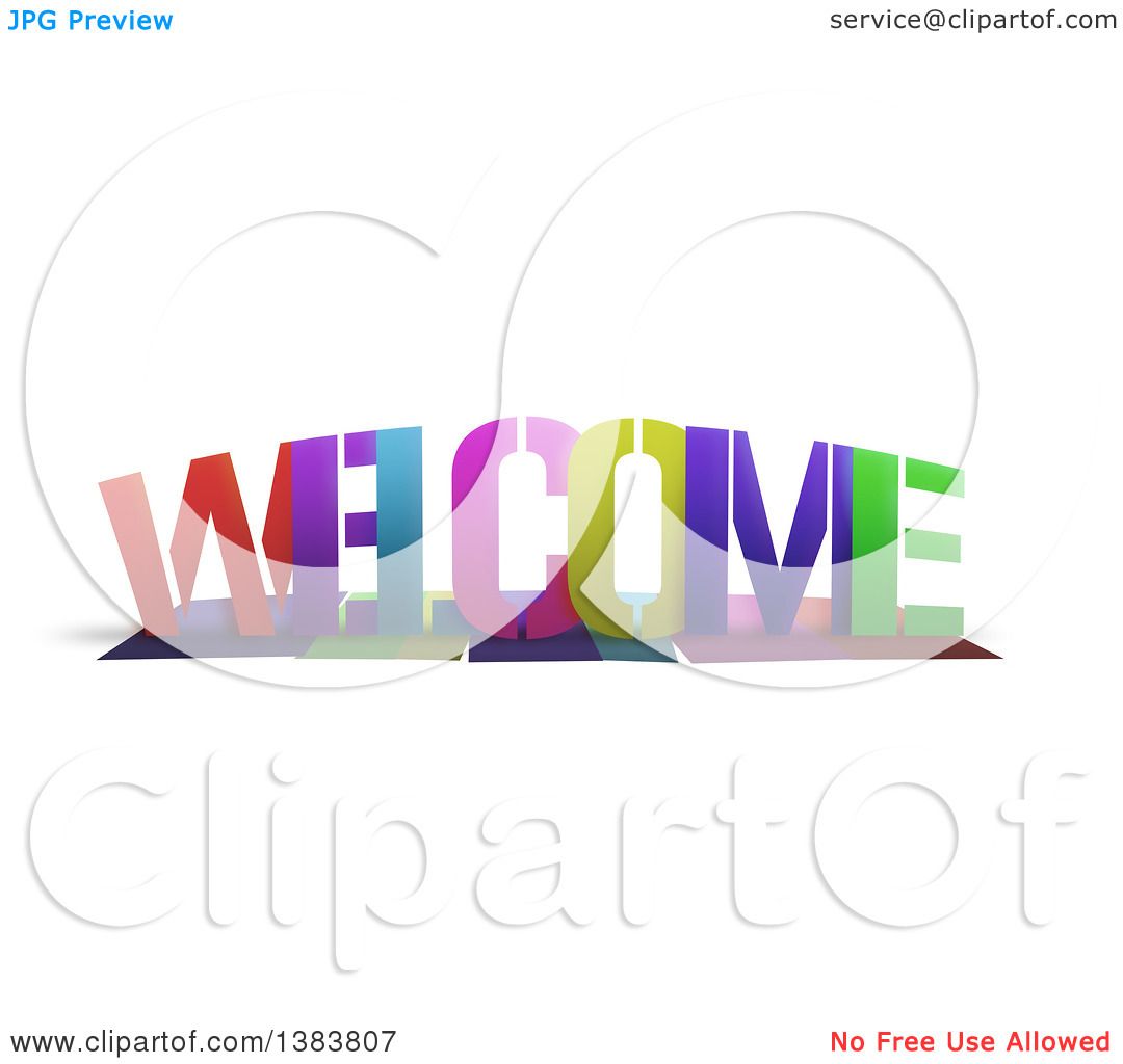 1080x1024 Clipart Of A Colorful Welcome Design With Shadows, On White