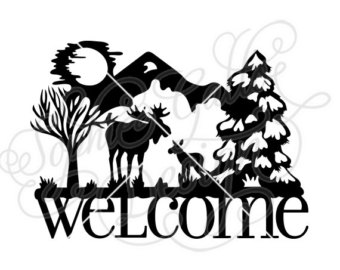 340x270 Welcome Sign Deer Family Svg Dxf Png Digital Download File