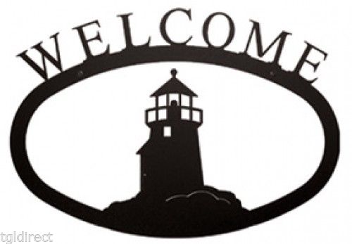 500x347 Wrought Iron Welcome Sign Lighthouse Silhouette Small Outdoor
