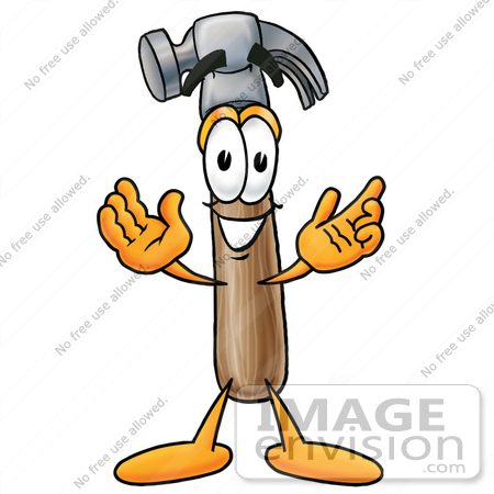 450x450 Clip Art Graphic Of A Hammer Tool Cartoon Character With Welcoming