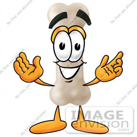450x450 Clip Art Graphic Of A Bone Cartoon Character With Welcoming Open