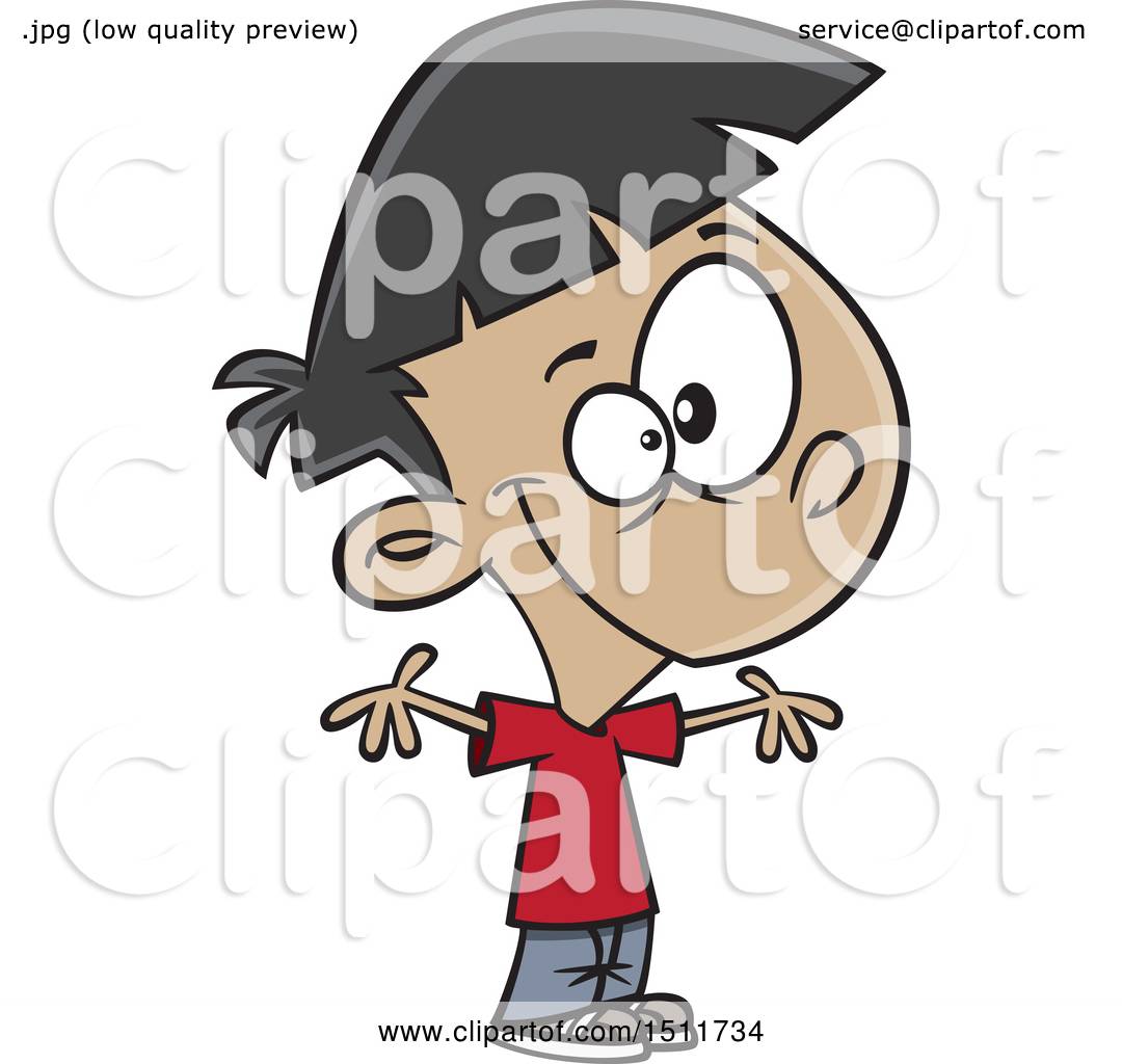 1080x1024 Clipart Of A Cartoon Welcoming Boy With Open Arms