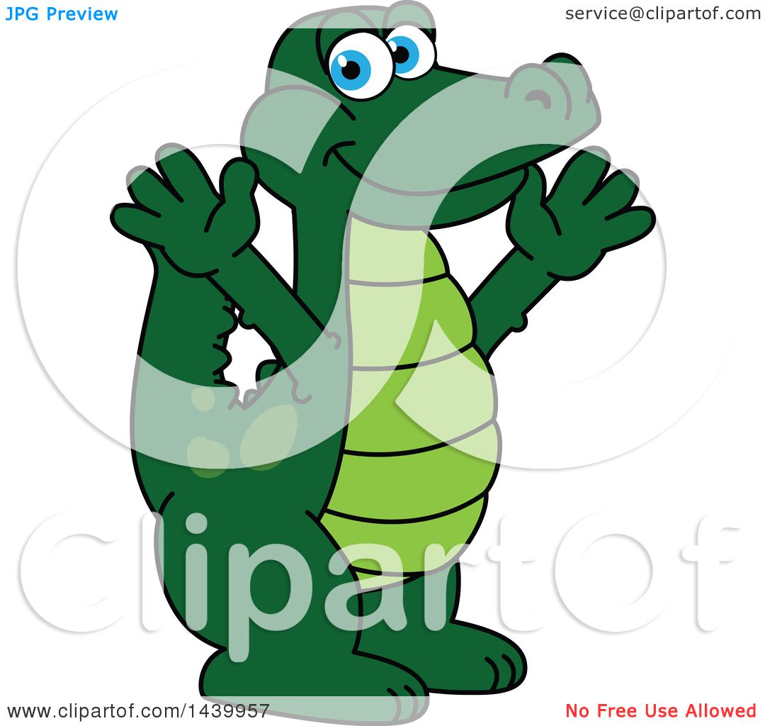 1080x1024 Clipart Of A Gator School Mascot Character Welcoming Or Cheering